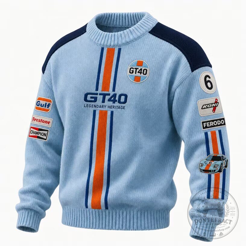 Gulf Ford GT40 Legendary Heritage Racing Knitted Sweater 5 Gulf Ford GT40 Legendary Heritage Racing Knitted Sweater